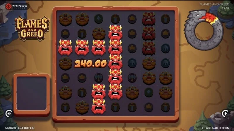 Flames and Greed - grande vincita nel gioco base